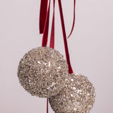 Silver Glitter Ball Bundle Burgundy Velvet