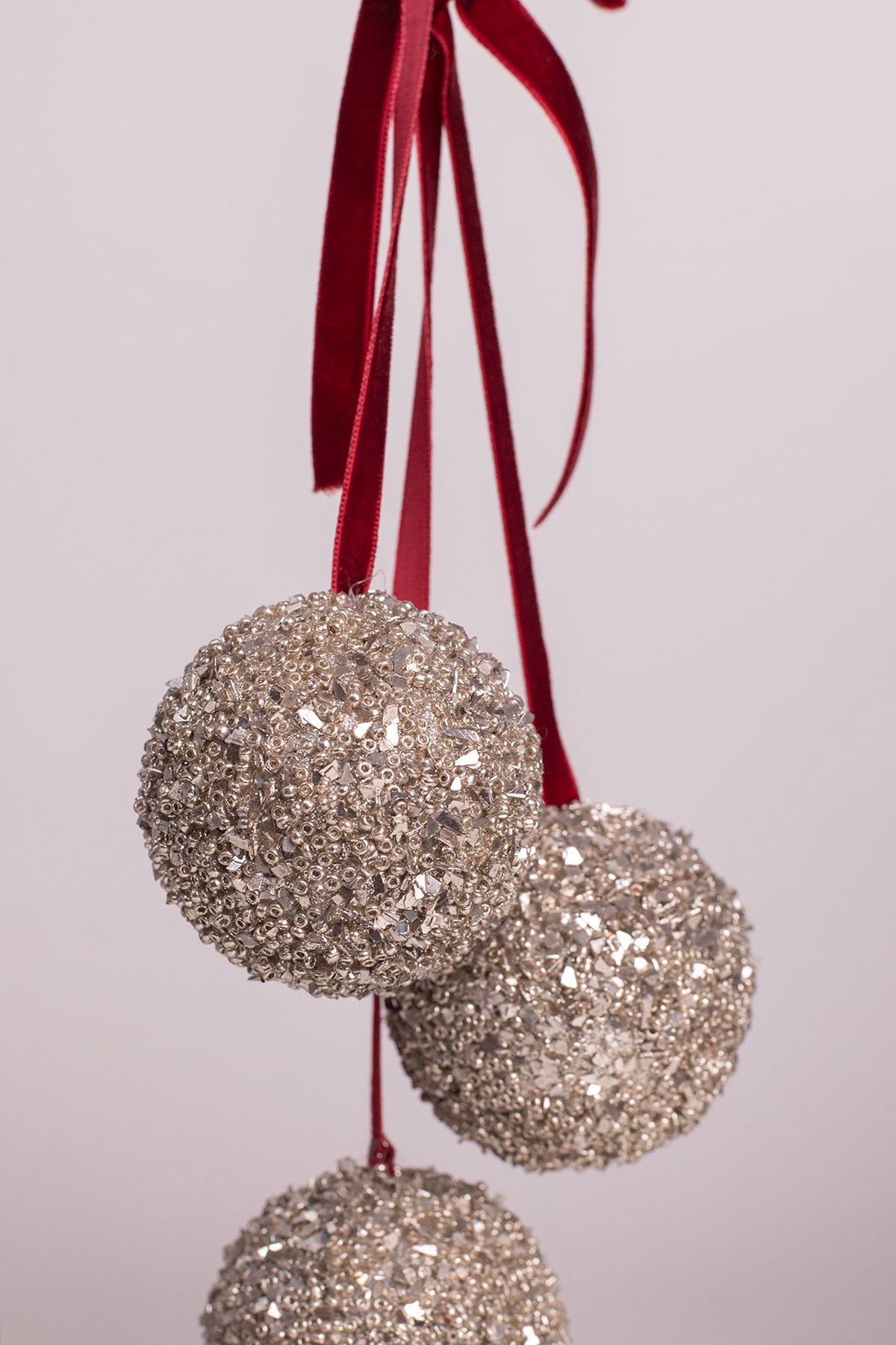 Silver Glitter Ball Bundle Burgundy Velvet