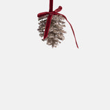 Shishi Silver Glitter Cone Ornament Burgundy Velvet.