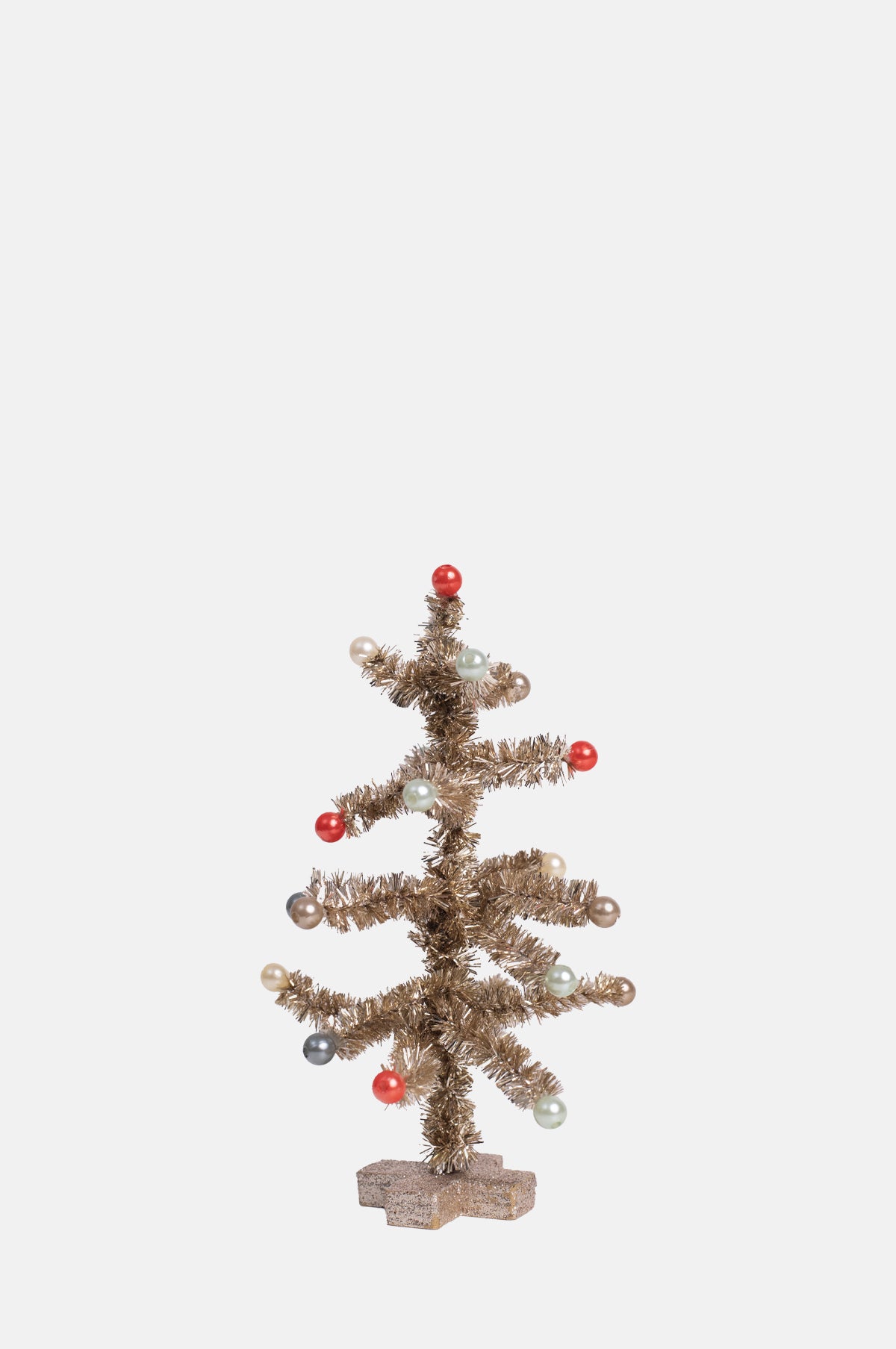 Shishi Tinsel Tree Gold with Colored Balls 14cm.