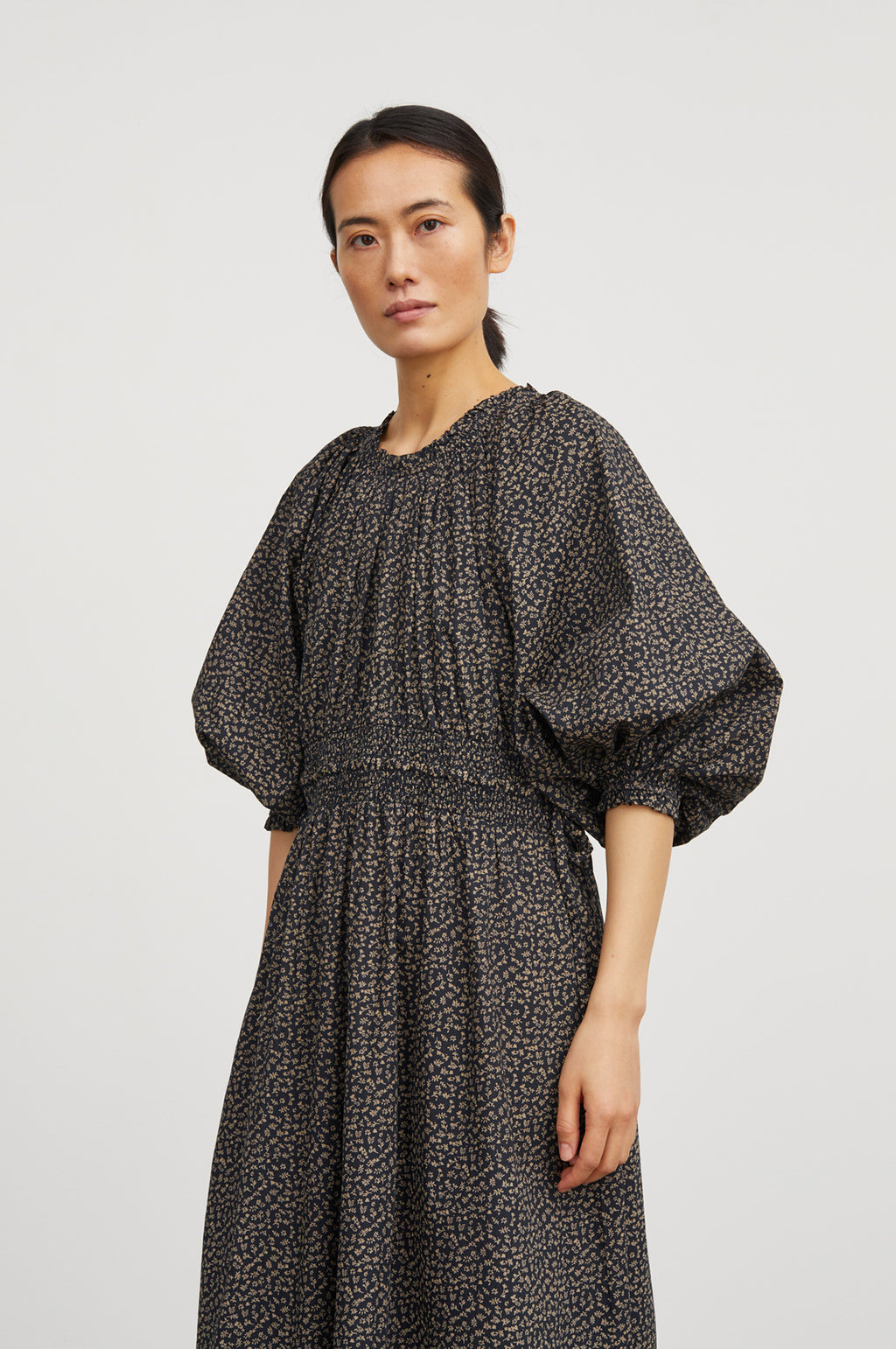 Carola Dress Eline Print Black/Beige