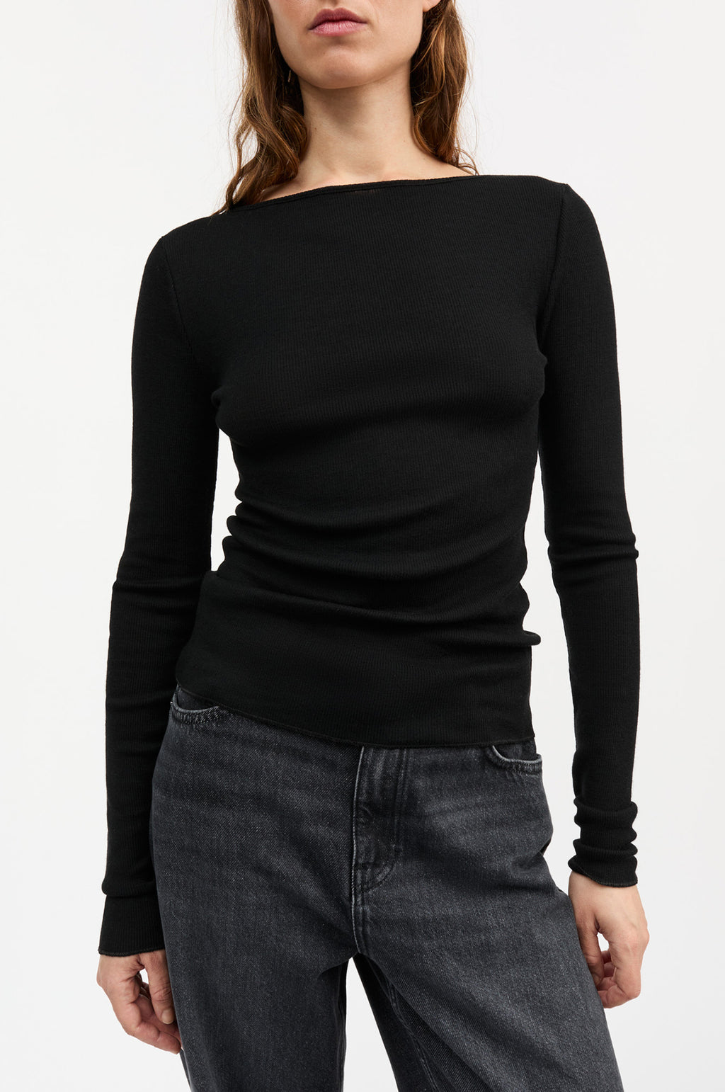 Amy Wide Neck Blouse Black