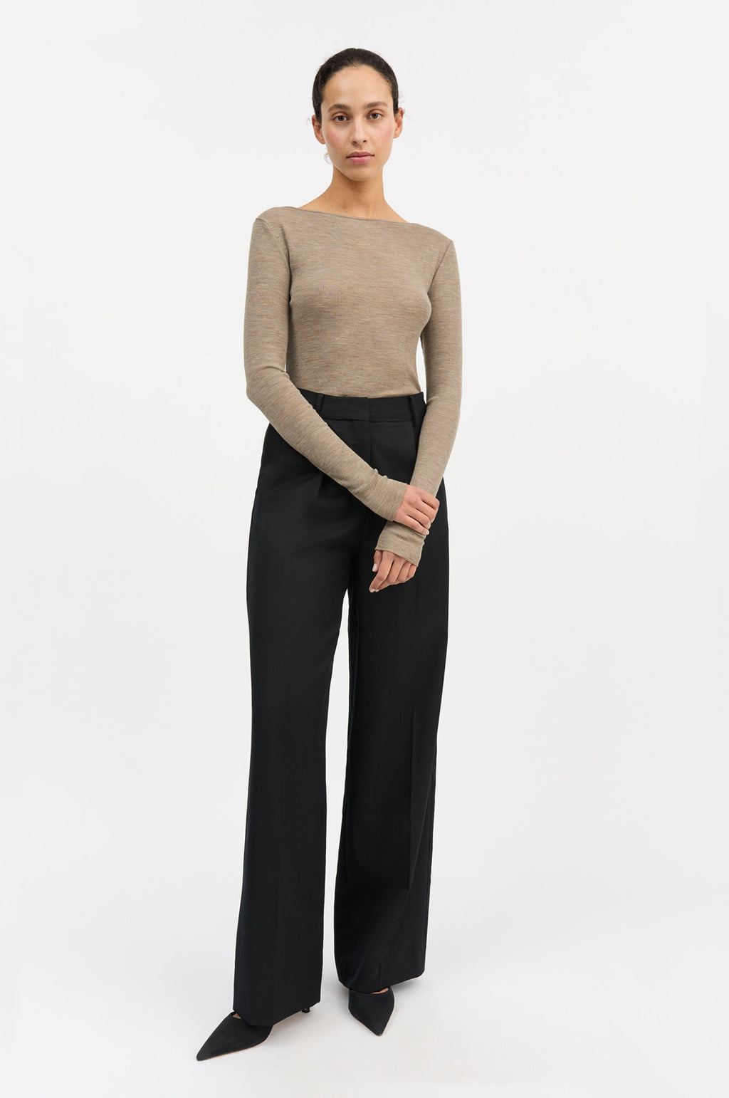 Amy Wide Neck Blouse Brown