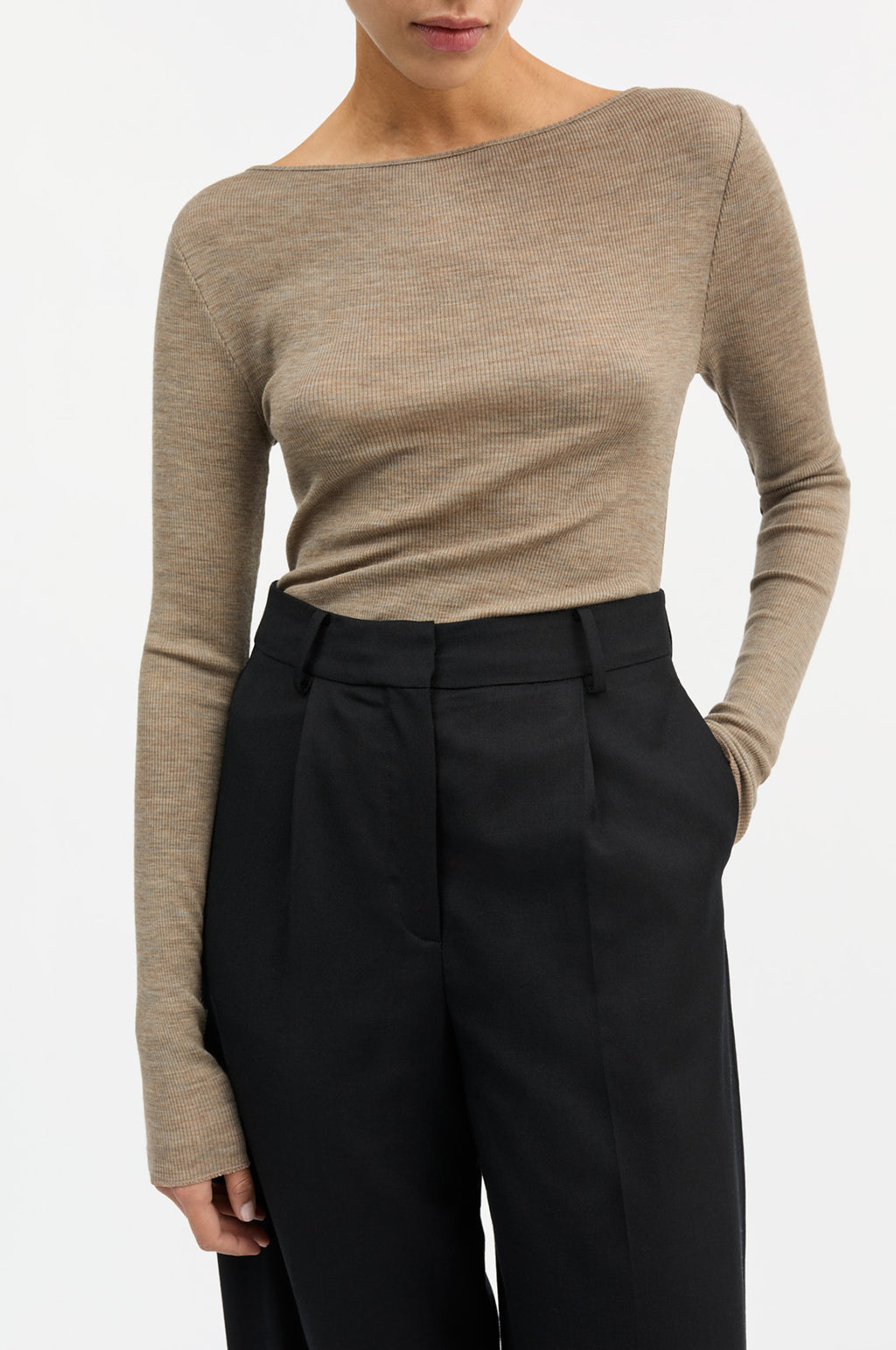 Amy Wide Neck Blouse Brown