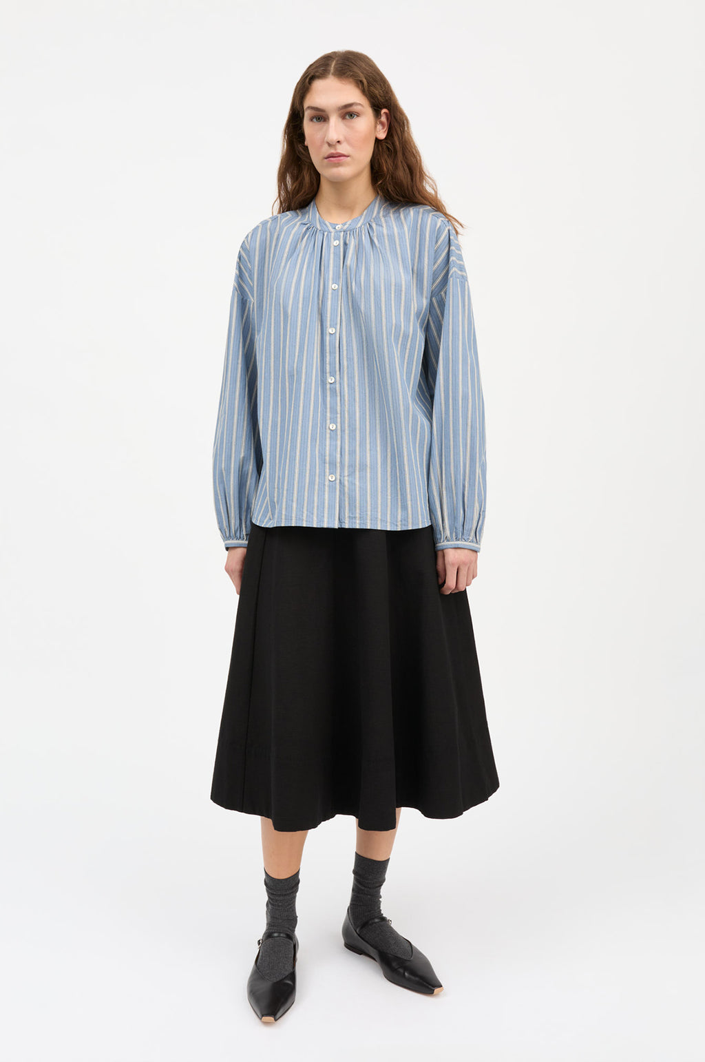 Cilla Shirt Blue/Black/White Stripe