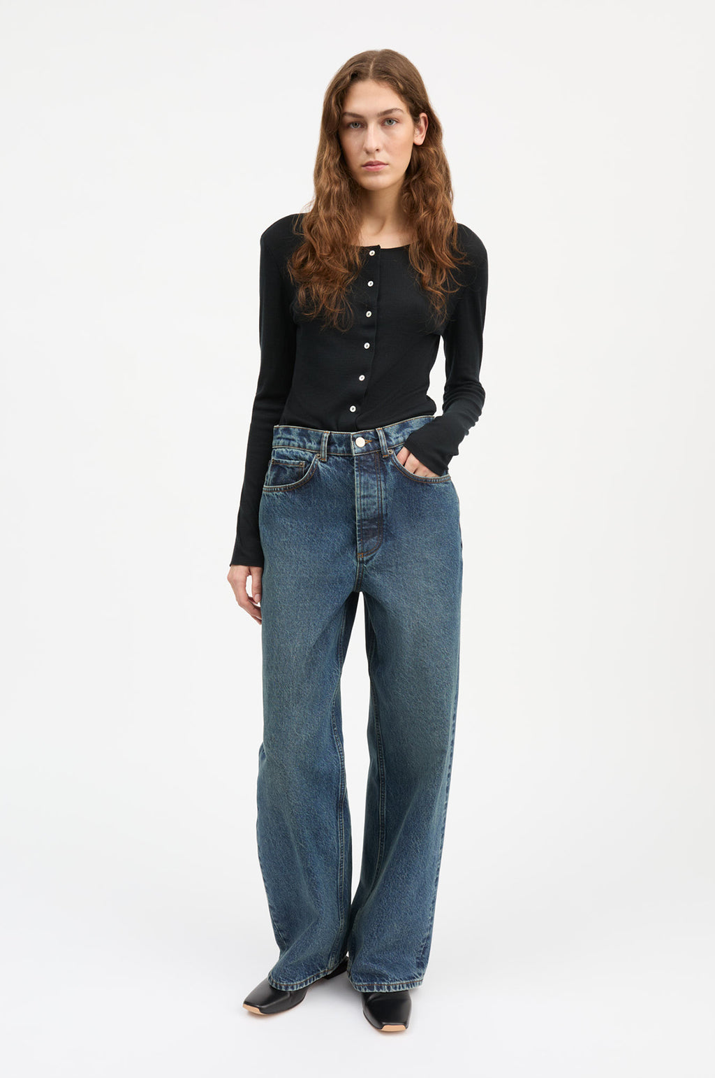 Cole Boyfriend Jeans Washed Dark Blue