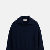 Skall Studio Dean V Neck Jumper Navy.
