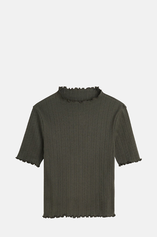 Edie T-Neck Tee Dark Green