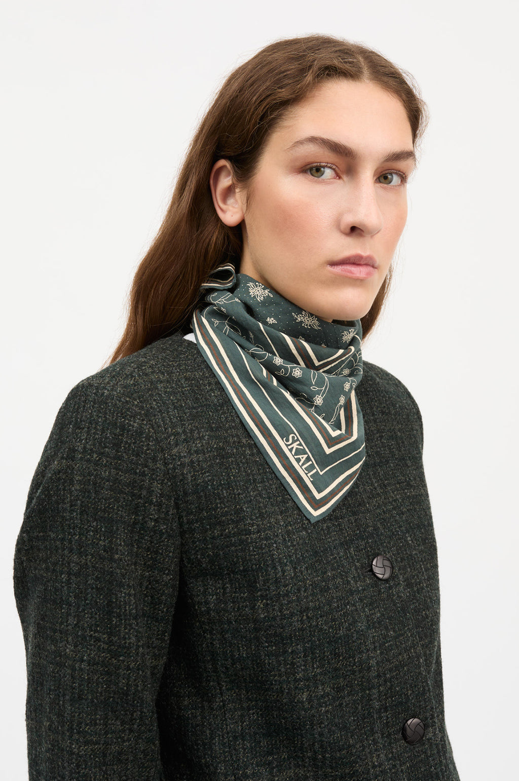 Skall Classic Scarf 55x55 Dark Green/Brown