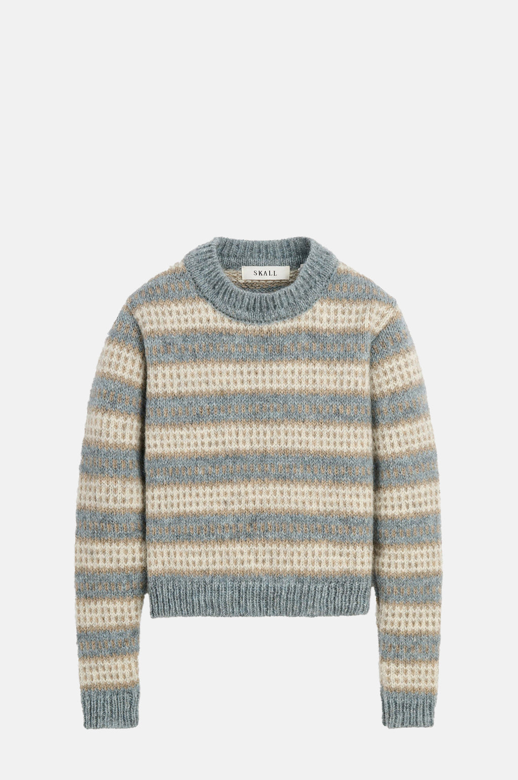Skall Studio Svala 0 Neck Sand Beige Stromblue Intarsia.