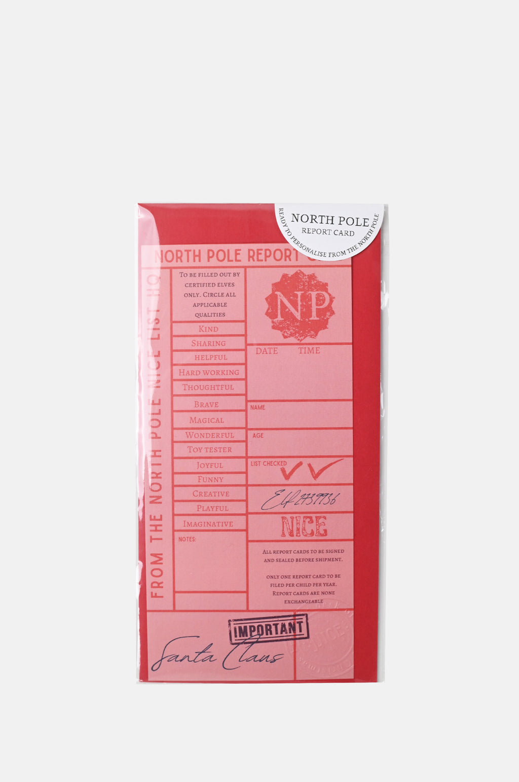 Soch and Co North Pole Report Card.