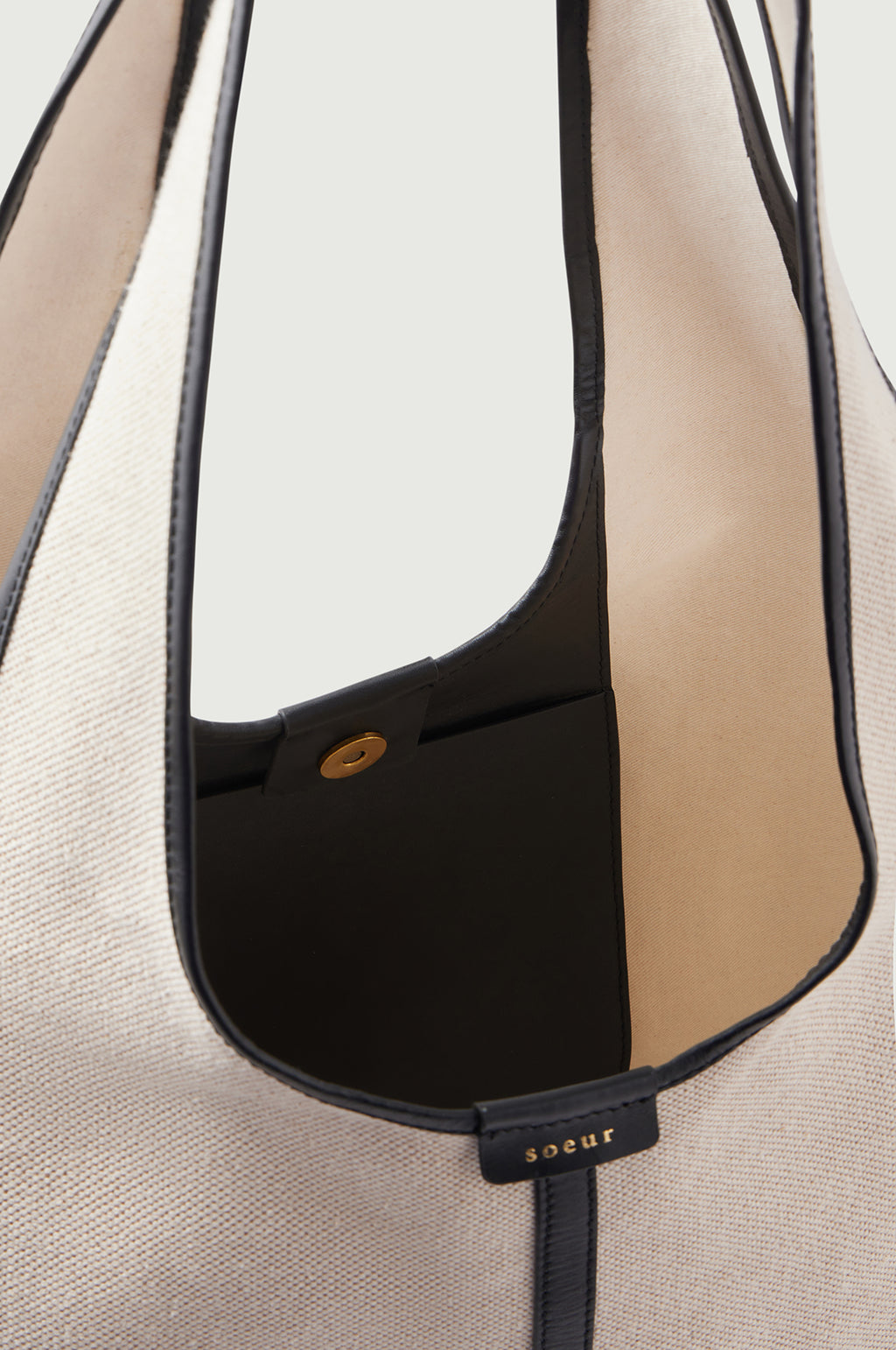 Soeur おしゃれな牛革+キャンバス素材バッグ cabas douce