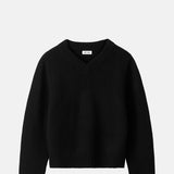 Soft Goat Chunky V Neck Black.