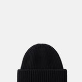 Soft Goat Ribbed Beanie Black.