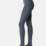 Swedish Stockings Clara Retro Patterned Tights Dusty Blue.