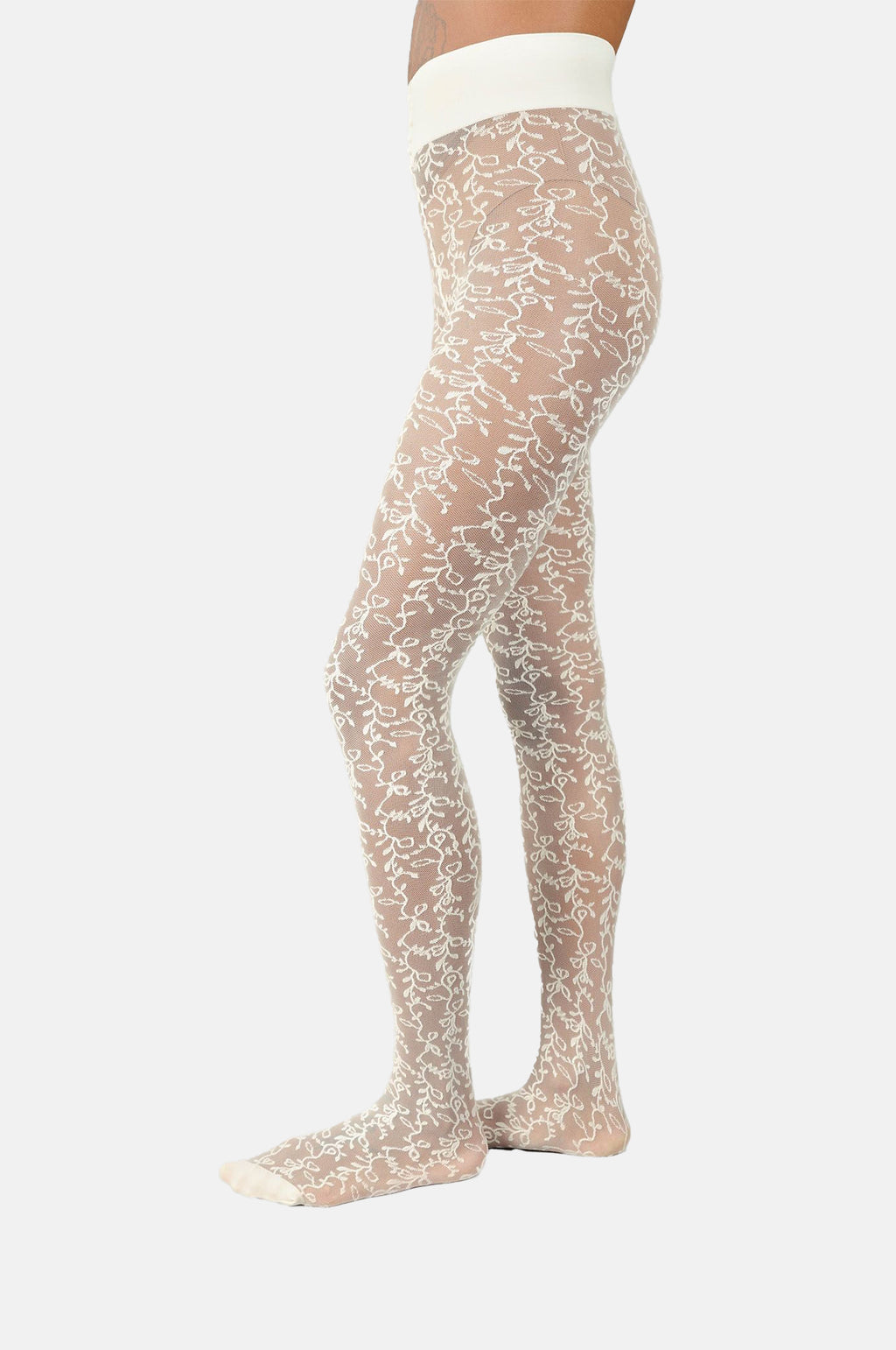Swedish Stockings Lo Lace Tights Ivory.