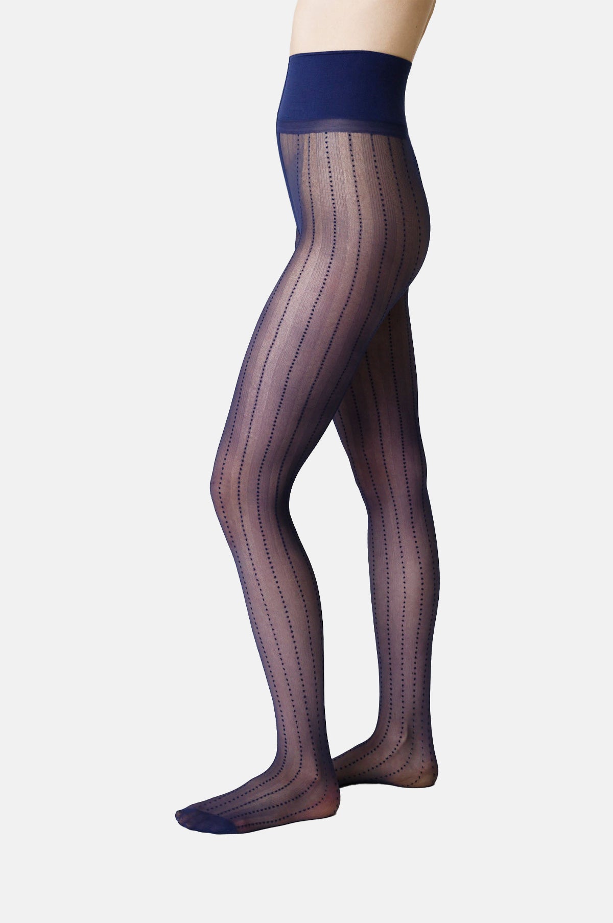 Swedish Stockings Viveca Stripe Tights Dark Indigo.