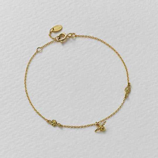 A.M. The Beekeeper Floral Chain Bracelet 18ct Solid Gold