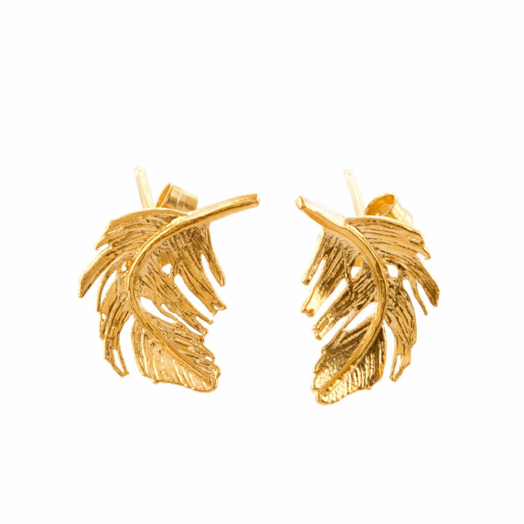 A.M. Feather Stud Earrings Gold