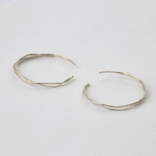 A.M. Fine Twist Hoop Earrings Silver