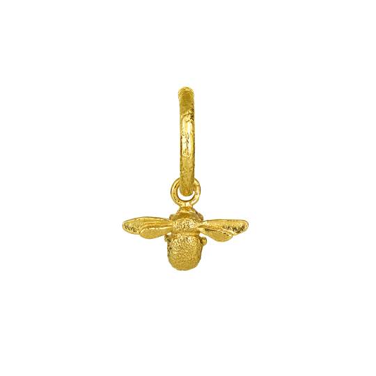 A.M. Teeny Tiny Single Huggie Hoop Earring with Bee 18ct Solid Gold