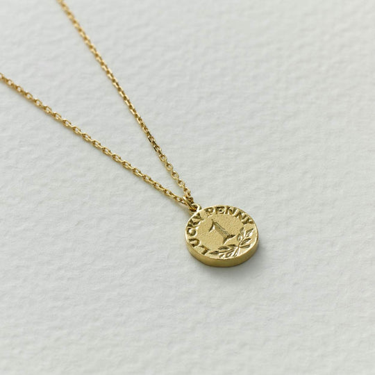 A.M. Teeny Tiny Lucky Penny Necklace 18ct Solid Gold