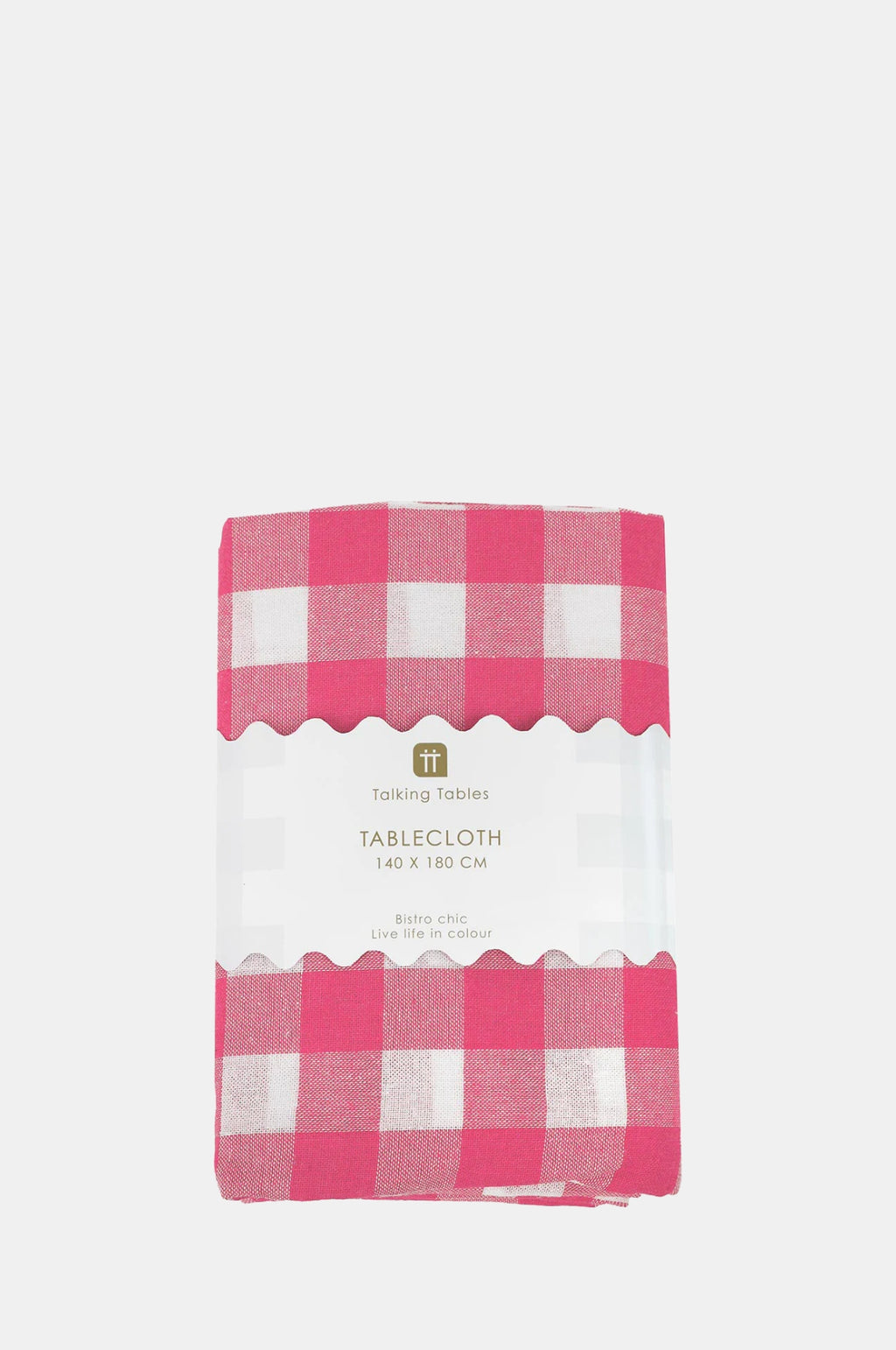 Talking Tables Raspberry Pink & White Fabric Gingham Tablecloth.