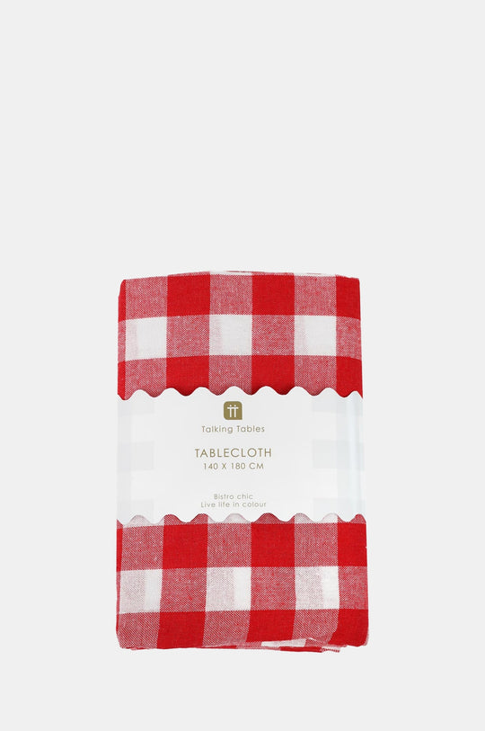 Red & White Fabric Gingham Tablecloth