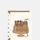 The First Snow Gingerbread Biscoff Cake Greetings Card.