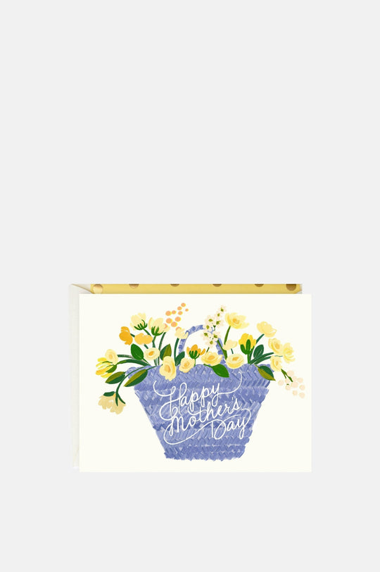 Mothers Day Tote Flower Basket Greeting Card