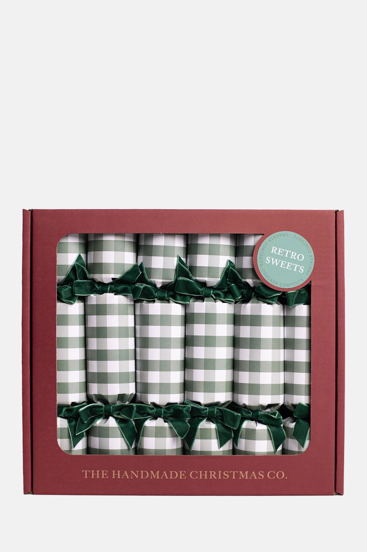 The Handmade Christmas Co Green Gingham Christmas Crackers.