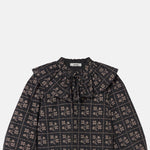 The Tiny Big Sister Dots Flowers Puff Sleeves Blouse.
