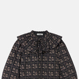 The Tiny Big Sister Dots Flowers Puff Sleeves Blouse.