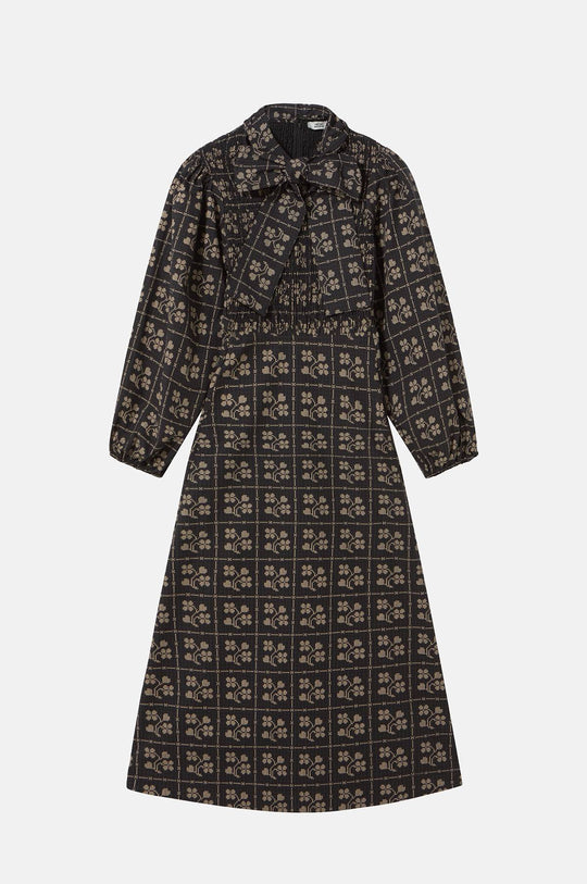 Dots Flowers Smock Dress Navy