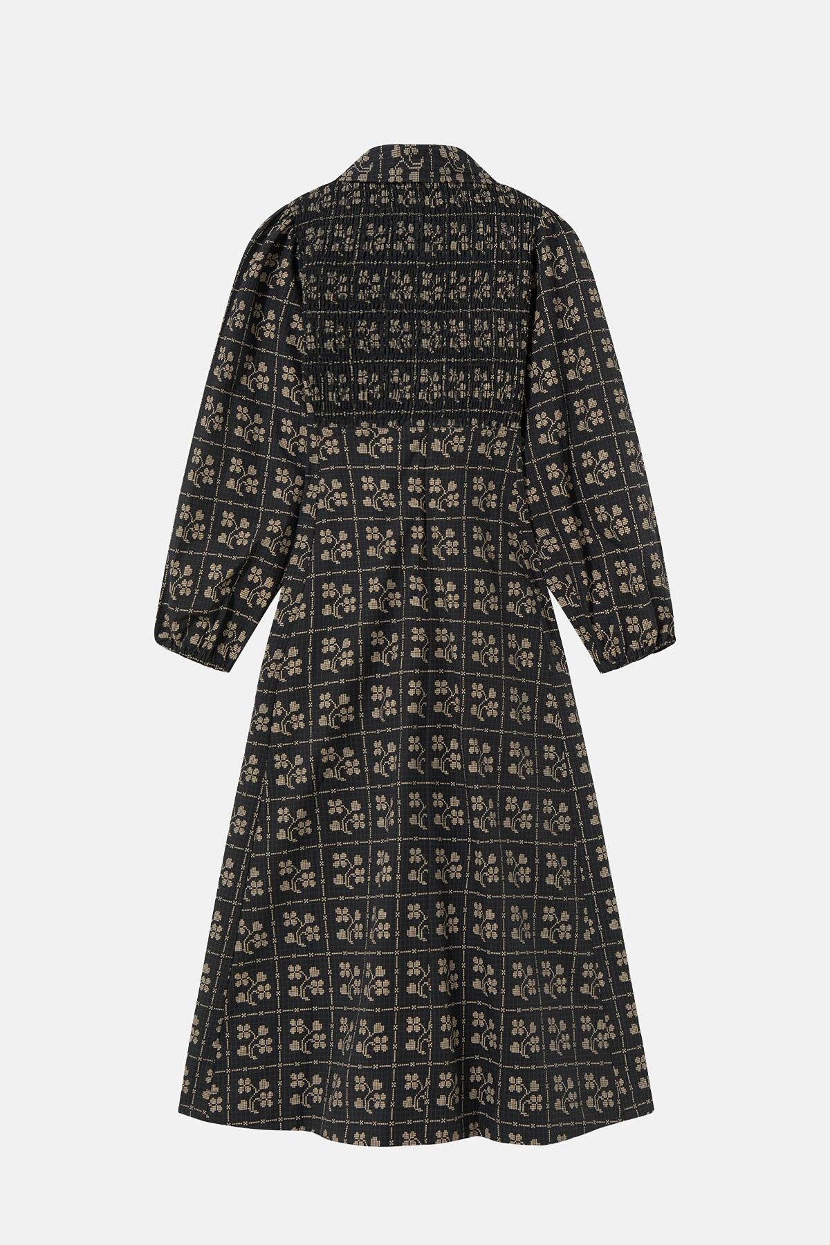 Dots Flowers Smock Dress Navy