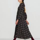 Dots Flowers Smock Dress Navy