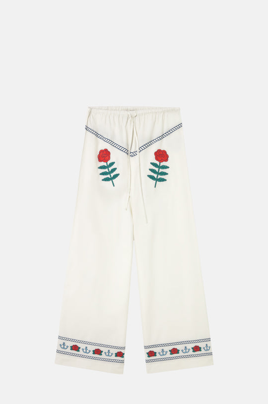 Embroidered Pants Off-White