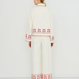 Embroidery Denim Jacket Light Cream