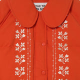 Flowers Down Jacket Dark Red