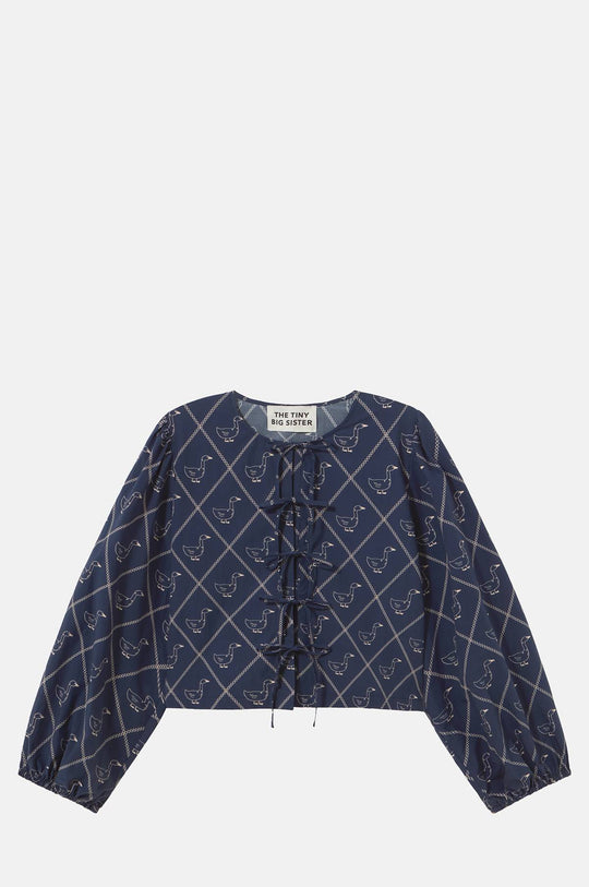 Geese Bow Blouse Navy