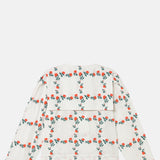 Roses Grid Sailor Neck Blouse Off White