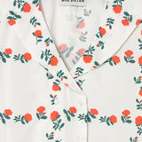 Roses Grid Sailor Neck Blouse Off White