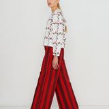 Roses Grid Sailor Neck Blouse Off White