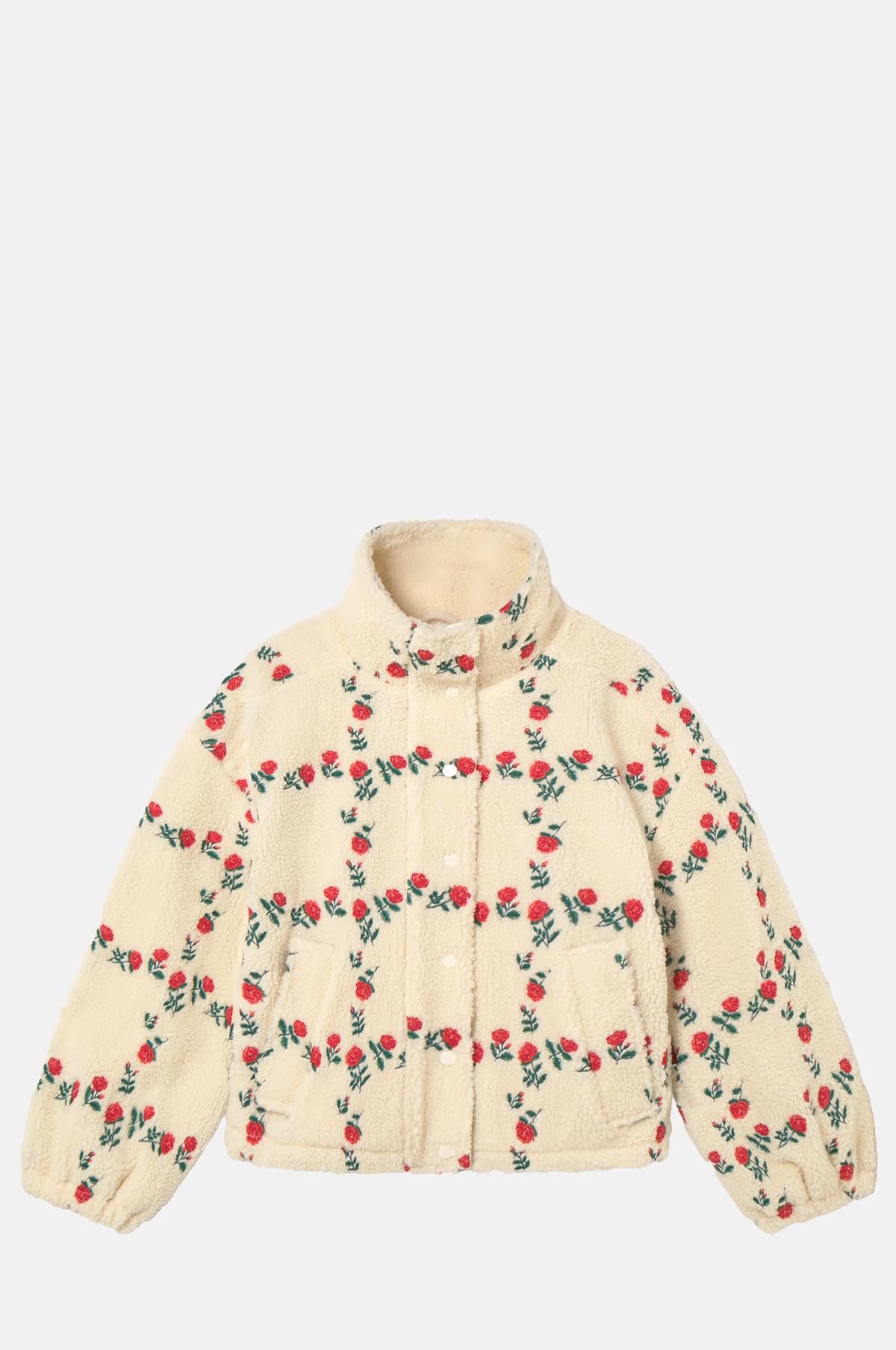The Tiny Big Sister Roses Grid Sherpa Jacket.