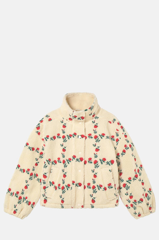 Roses Grid Sherpa Jacket Light Cream