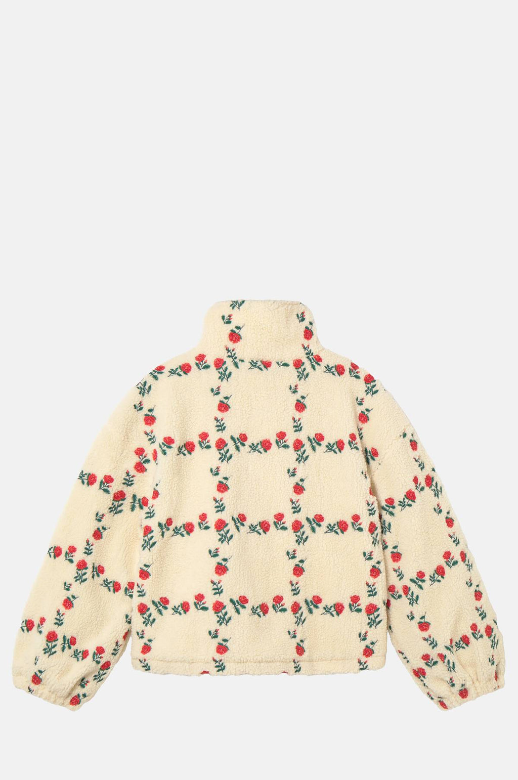 Roses Grid Sherpa Jacket Light Cream
