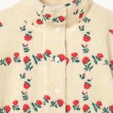 Roses Grid Sherpa Jacket Light Cream