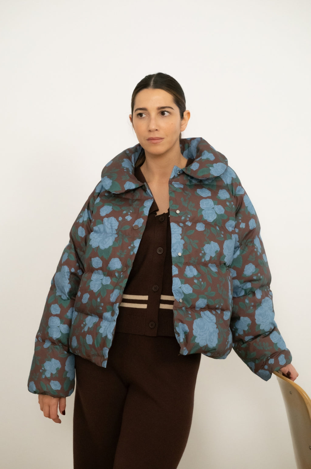 Roses Short Jacket Dark Brown