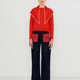 Scarf Neck Lara Cardigan Dark Red