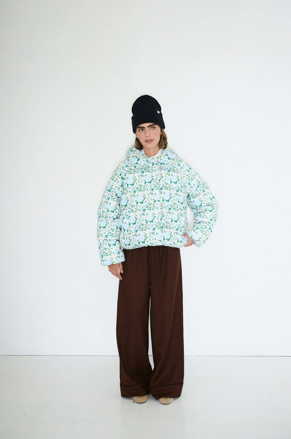 Small Roses Short Jacket Light Cream